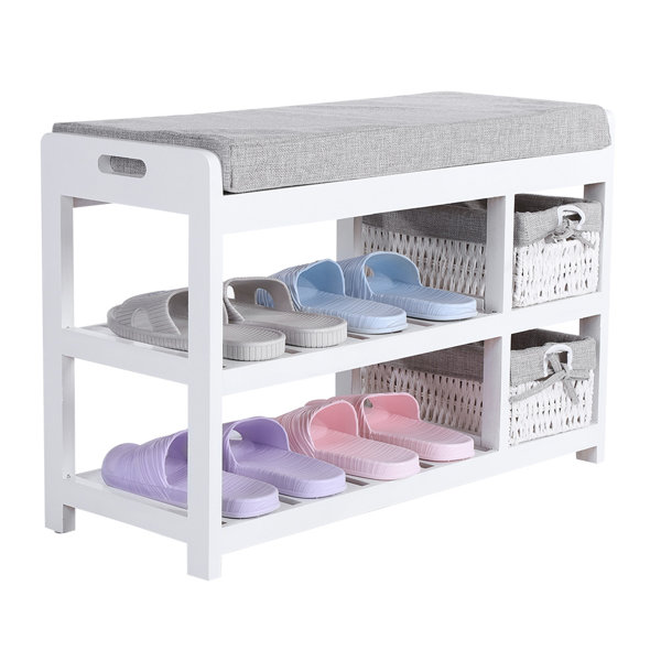 Rosecliff Heights Hamby Solid Wood Shoe Storage Bench & Reviews Wayfair